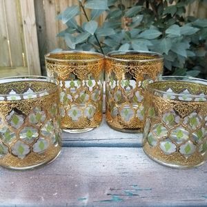 1960's Culver signed Valencia gold overlay glass